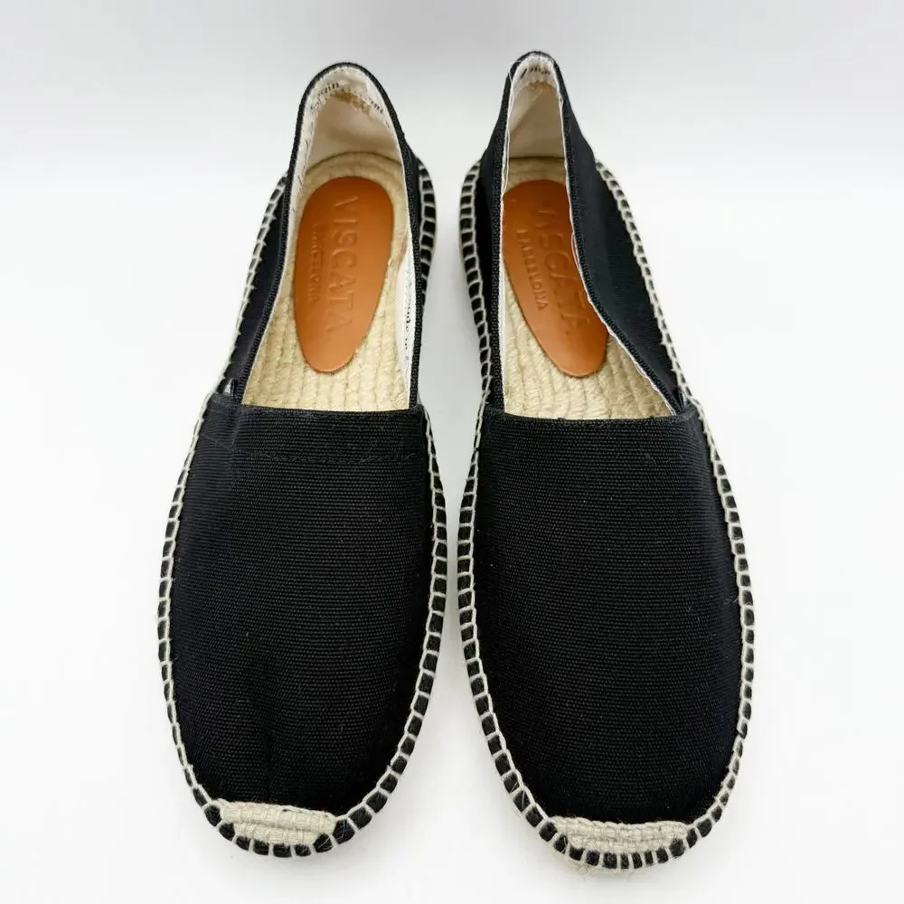 VISCATA Mens Sitges Espadrille Flats EU 42 US 9 Black Slip On NIB